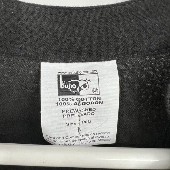 Mr Buho Womens L Flowy Black Coverup 100% Cotton Roll Tab Beach Vacation Cruise - Picture 3 of 9